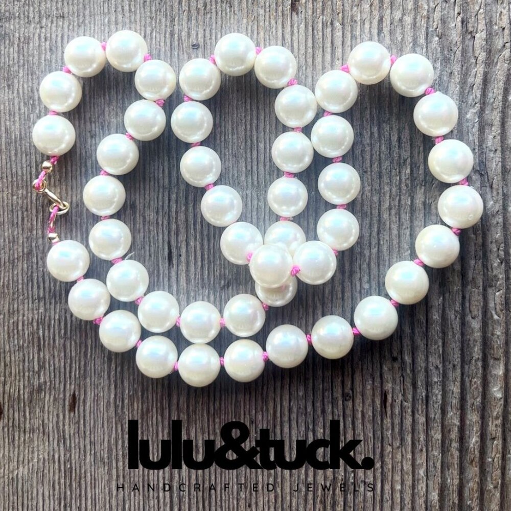 "WILD PEARL" Freshwater Pearl Hand-Knotted Necklace + 14K Gold Clasp  (22")